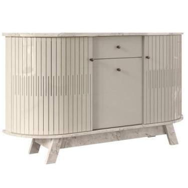Imagem de Buffet Aparador 3 Portas 136 Cm Monza Calacata Off White Madetec Calac