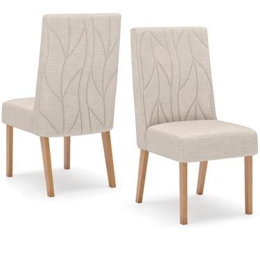 Imagem de Kit 2 Cadeiras Sala De Jantar Eloa Suede Linho Henn Suede Linho