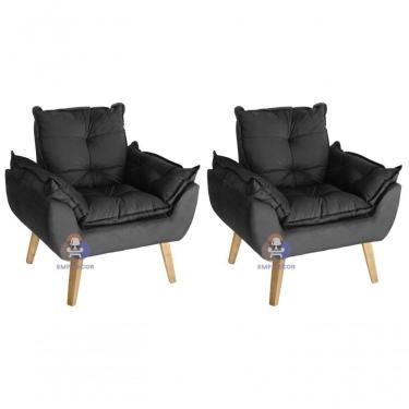 Imagem de Kit 02 Poltrona Opala Preto.