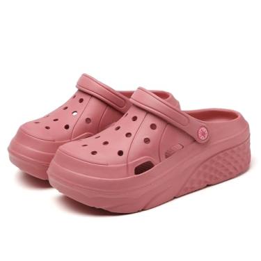 Imagem de Meidiastra Pantufas femininas de plataforma sem cadarço para mulheres, Vermelho-6 cm, 40
