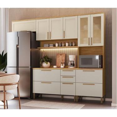 Imagem de Cozinha Completa Modulada 4 Peças 186,7cm 100% Mdf Estônia Espresso Móveis Amêndoa-off White