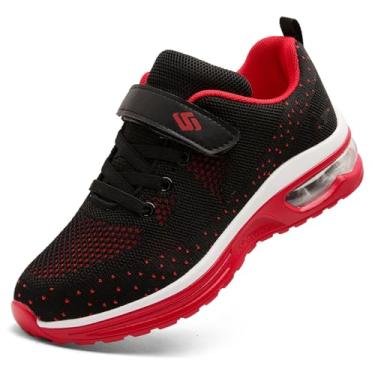 Imagem de Unitysow Tênis infantil esportivo para meninos e meninas, leve, respirável, caminhada, tênis esportivo, Vermelho, 18