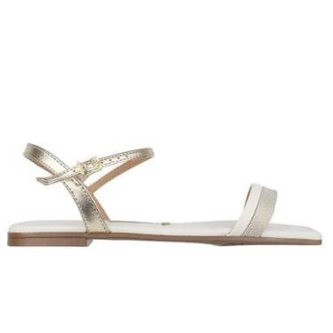 Imagem de Sandália Rasteira Tira Feminina Vizzano Branco Off/Dourado - 6479.109-Feminino