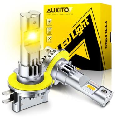 Imagem de AUXITO Lâmpada H11B atualizada, luz amarela âmbar 16000LM 3000K, tamanho mini 1:1, sem necessidade de adaptador, instalação rápida de 3 minutos, sem cintilação, 99% de compatibilidade, pacote com 2