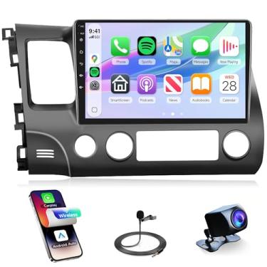 Imagem de Rádio de carro 8 núcleos 4G + 64G Android 15 para Honda Civic 2006 2007 2008 2009 2010 2011, Rimoody Car Stereo Wireless CarPlay Android Auto GPS 5G-WiFi Bluetooth 5.0 10,1 polegadas tela de backup FM