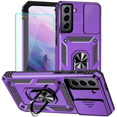 Imagem de Capa HNHYGETE para Samsung S21 Plus roxa à prova de choque com anel