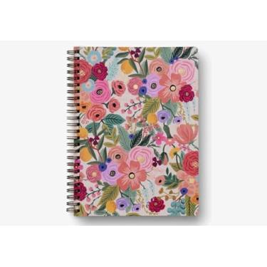 Imagem de RIFLE PAPER CO. Caderno espiral para festa de jardim, capa macia colorida com detalhes em folha dourada, 150 páginas perfuradas pautadas, 16 cm L x 21,6 cm C, pastas de bolso para armazenamento