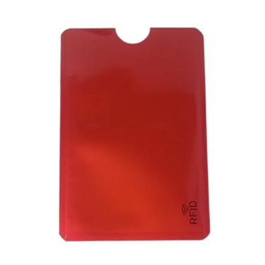 Imagem de Kit Com 6 ou 10 Unidades Capa Bloqueio RFID Protetor de Cartao Por Aproximação Escolha Sua Cor Material Metalico Contactless Anti Furto Bloqueador de Sinal NFC Proteção Contra Clonagem (10, Vermelho)