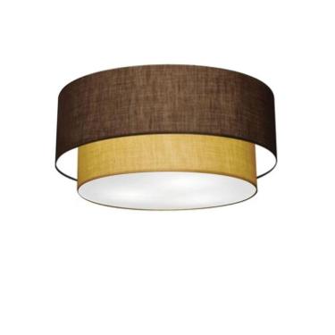 Imagem de Plafon Duplo Cilíndrico Vivare Md-3062 Cúpula Em Tecido 45x40cm - Bivolt Preto-palha 127/220v