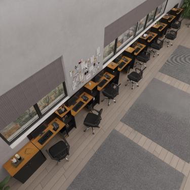 Imagem de Conjunto De Escritório Tech 8 Livreiro 1 Buffet E 9 Mesas 90 - Preto E Cedro Preto E Cedro