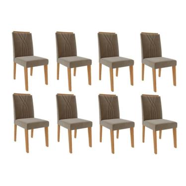 Imagem de Cadeira Sala De Jantar Nicole Kit 8 Un Nature/Suede Joli - Cimol