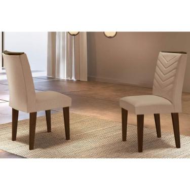 Imagem de Kit 2 Cadeiras Londrina Madeira Capuccino Linho Bouclê Creme