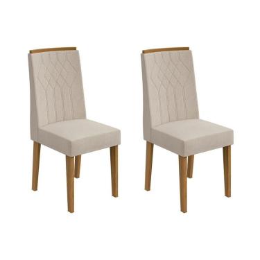 Imagem de Cadeira Sala de Jantar Exclusive Kit 2 Un Rovere/Amêndoa/Linho Rinzai Bege - Lopas