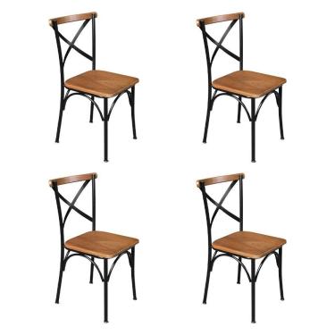 Imagem de Kit 4 Cadeiras De Jantar Industrial Paris Base Alumínio - Castanho - Marrom