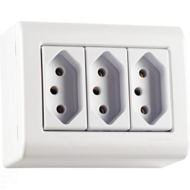 Imagem de Caixa De Sobrepor Com 3 Tomadas 2p+t 10 A 250 V Tramontina Lizflex Branca Tramontina