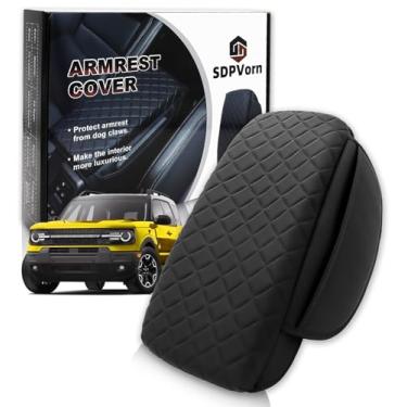 Imagem de SDPVorn Capa de console para Bronco Sport Center Console Cover Organizer Braço Capa de couro Capa de descanso de braço Capa de console Tampa de apoio de braço Almofada Acabamento preto para Bronco Sport Accessories 2023 2022 2021