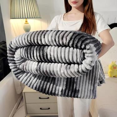 Imagem de Cobertor de lã ultramacio tamanho solteiro sherpa fofo confortável cobertores laváveis na máquina para sofá, cama queen, mulheres, crianças, amigos presente quente (152 x 203 cm, cinza tie-dye)