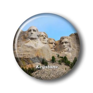 Imagem de South Dakota Keystone Mount Rushmore National Memorial Adesivo Ímã de Geladeira Vidro Cristal 3D Ímãs Keystone Viagem Cidade Colecionável Lembrança Presentes Decoração de Geladeira