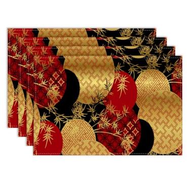 Imagem de Jogo americano japonês, conjunto de 6, 30,5 x 45,7 cm, bambu asiático, estilo chinês, estampa chinesa, natureza, oriental, mesa, decoração para casa, festa ao ar livre, cozinha, mesa de jantar