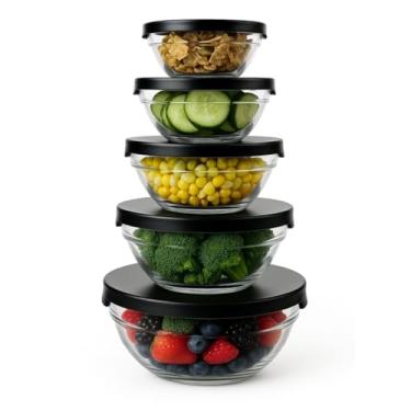 Imagem de Kit Conjunto De Potes 10 Peças Vidro Tigela Resistente Organizadores De Cozinha Multiuso (5)