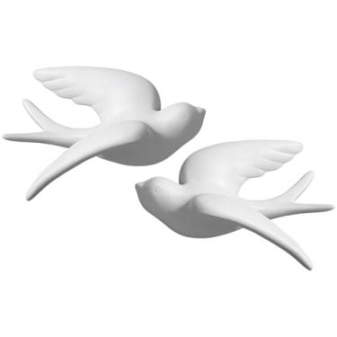 Imagem de Arte de parede de cerâmica 3D estilo europeu, decoração criativa moderna, pássaros voadores pequenos esquerda e direita, minimalista para decoração de interiores de sala de estar, hotel e casa
