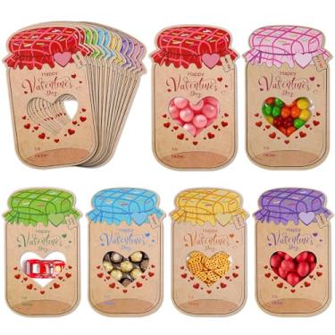 Imagem de Cartões de Dia dos Namorados para crianças em sala de aula - Pacote com 60 cartões de Dia dos Namorados, presentes de Dia dos Namorados para crianças a granel com 60 sacos de presente - Sacos de