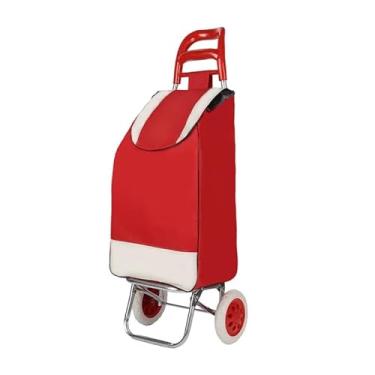Imagem de Carrinho Para Compras Reforçado Feira Supermercado Dobrável Sacola Bolsa Impermeável Suporta 30kg Fácil Para Levar (Vermelho)