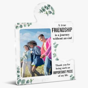 Imagem de QYCFDXD Porta-retrato para presentes de amizade, presentes de agradecimento para amigos, amigos, colegas, quebra-cabeça de acrílico da amizade, decoração de escritório em casa, foto de 10 x 15 cm