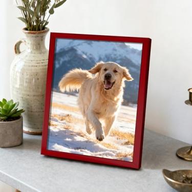 Imagem de Porta-retrato 15 x 20 cm, estilo moderno, para parede e mesa, suporte decorativo para fotos, acabamento minimalista brilhante, ideal para casa (vermelho)