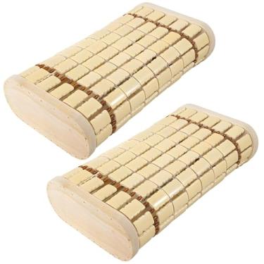 Imagem de Almofada de bambu de 2 peças com design refrescante, dupla face e ergonomicamente curvada para alívio do pescoço, 35 x 19 x 8 cm