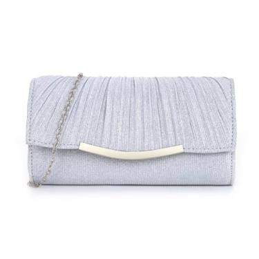 Imagem de SANOVIO Bolsa clutch feminina para noite | Bolsa transversal para festa | Acessório de casamento, formatura e namoro, Prata - 1