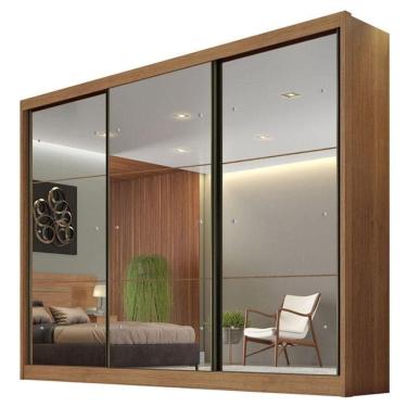 Imagem de Guarda Roupa Casal Atlanta 3 Portas 8 Gavetas Com Espelho Cumaru 23 - Novo Horizonte