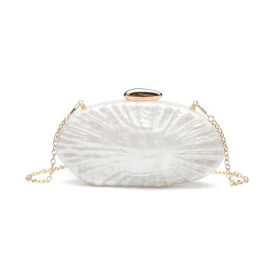 Imagem de BCVWQXA Bolsa feminina de acrílico mármore elegante em forma de concha para festa de formatura de casamento, Branco, 9.0 x 4.7 x 1.2 inches