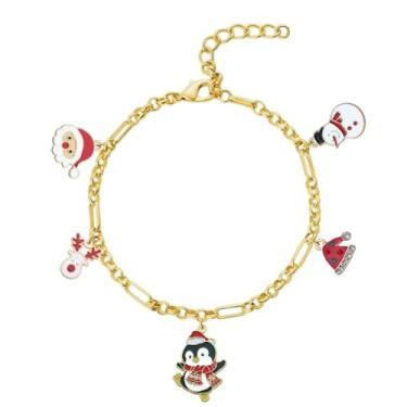 Imagem de ternotito Pulseira ajustável com pingente de Natal com corrente de ouro 14K para presente de Natal, Normal, Sem Pedra Preciosa