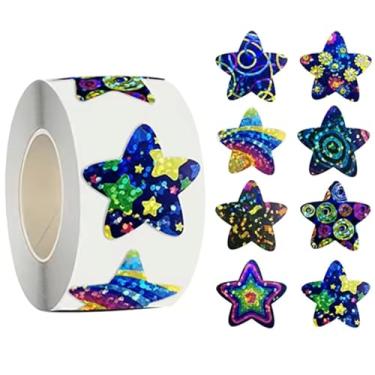 Imagem de 500 pçs rolo de adesivos estrela, adesivo autoadesivo brilhante para festas e presentes