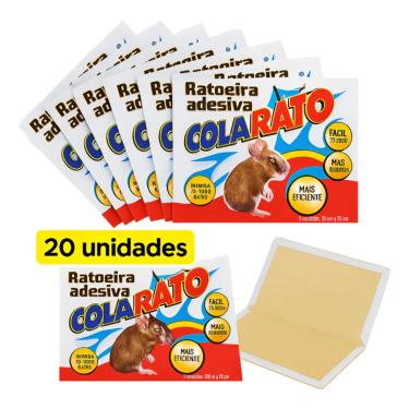 Imagem de Kit Ratoeira Adesiva, 20 Unidades, Cola Forte para Captura de Ratos e Roedores