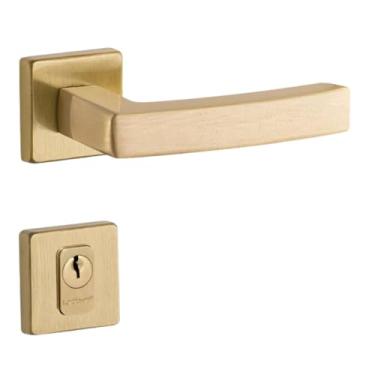 Imagem de Fechadura Design Quadra Externa 55mm Latão Acetinado Lockwell