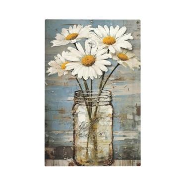 Imagem de Nadoabtm Placa de cobertura para interruptor de luz, pote de pedreiro vintage com margaridas brancas, 1 gangue, capas de placa de interruptor decorativas, sem dispositivo, placa de parede em branco