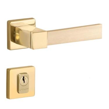Imagem de Fechadura Conceito Pieter Externa 55mm Latão Polido Dourado e Latão Acetinado Lockwell