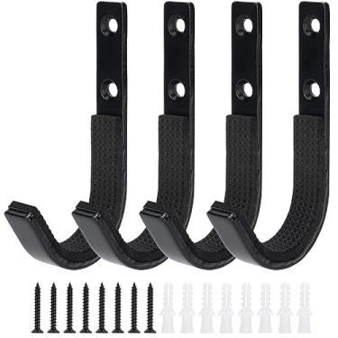 Imagem de EVCUHASL Suporte de parede para arma, ganchos de espingarda de metal horizontais para pendurar e armazenar, suporte de arma de aço resistente com acolchoamento macio, armazenar armas de fogo, arco e