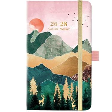 Imagem de Calendário de bolso 2026-2028 - Agenda mensal de 3 anos 2026-2028, janeiro de 2026 a dezembro de 2028, 16,3 cm x 9,7 cm, calendário de bolso 2026-2027 com fecho elástico