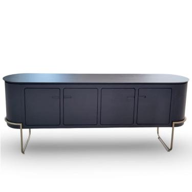 Imagem de Aparador Buffet Em Madeira Preta Com Pés Ouro 4 Portas Sheldon