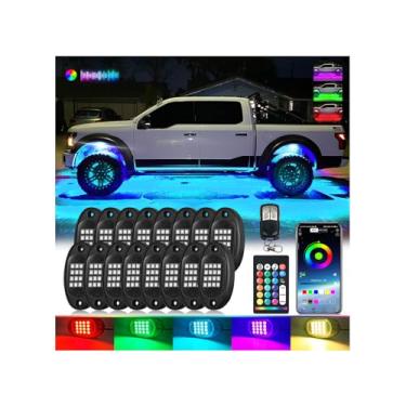 Imagem de LD DARKEAGLE Luzes LED RGB de 16 unidades com controle remoto APP/RF, luzes externas neon multizonas, multizonas, multicoloridas, 12 V, à prova d'água, para caminhões, acessórios Jeep UTV SUV, ATV,