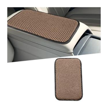 Imagem de Sandfren Capa de console central de carro, 3D Honeycomb Ice Silk Almofada de proteção de caixa de assento de apoio de braço de veículo, tapete de almofada de console médio interior automotivo