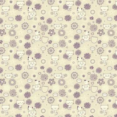 Imagem de Papel Parede Gatinha E Flores Decorativo Adesivo Sala Quarto - LRP