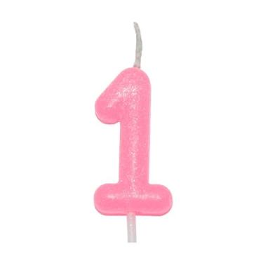 Imagem de Vela de Aniversário 6cm Candy Color Rosa Número 1 SilverFestas