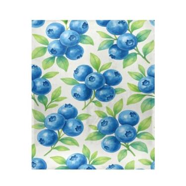 Imagem de ATTX Cobertor de microfibra de veludo com estampa de mirtilo em aquarela - Cobertor de cama leve ultra macio para sofá, cama, 127 x 152 cm #300