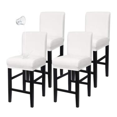 Imagem de NICEEC Capas de banco de bar com encosto elastano elástico capas de banco de bar repelentes à água capas de cadeira de balcão de altura removível lavável capa retangular para cozinha sala de jantar