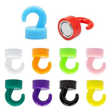 Imagem de NogmeTaa Pequenos ganchos magnéticos para geladeira, mini ganchos magnéticos para cabanas de cruzeiro, gancho magnético para cozinha, sala de aula e escritório - pacote com 10 (colorido)