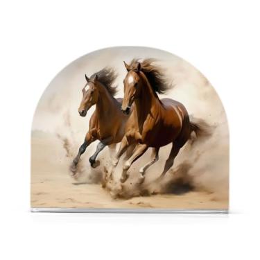 Imagem de Wassud Porta-guardanapos de acrílico para dois cavalos galopantes, dispensador de guardanapos de papel moderno em forma de U para mesa, cozinha, sala de jantar, bancada 1 peça (comporta 50-60